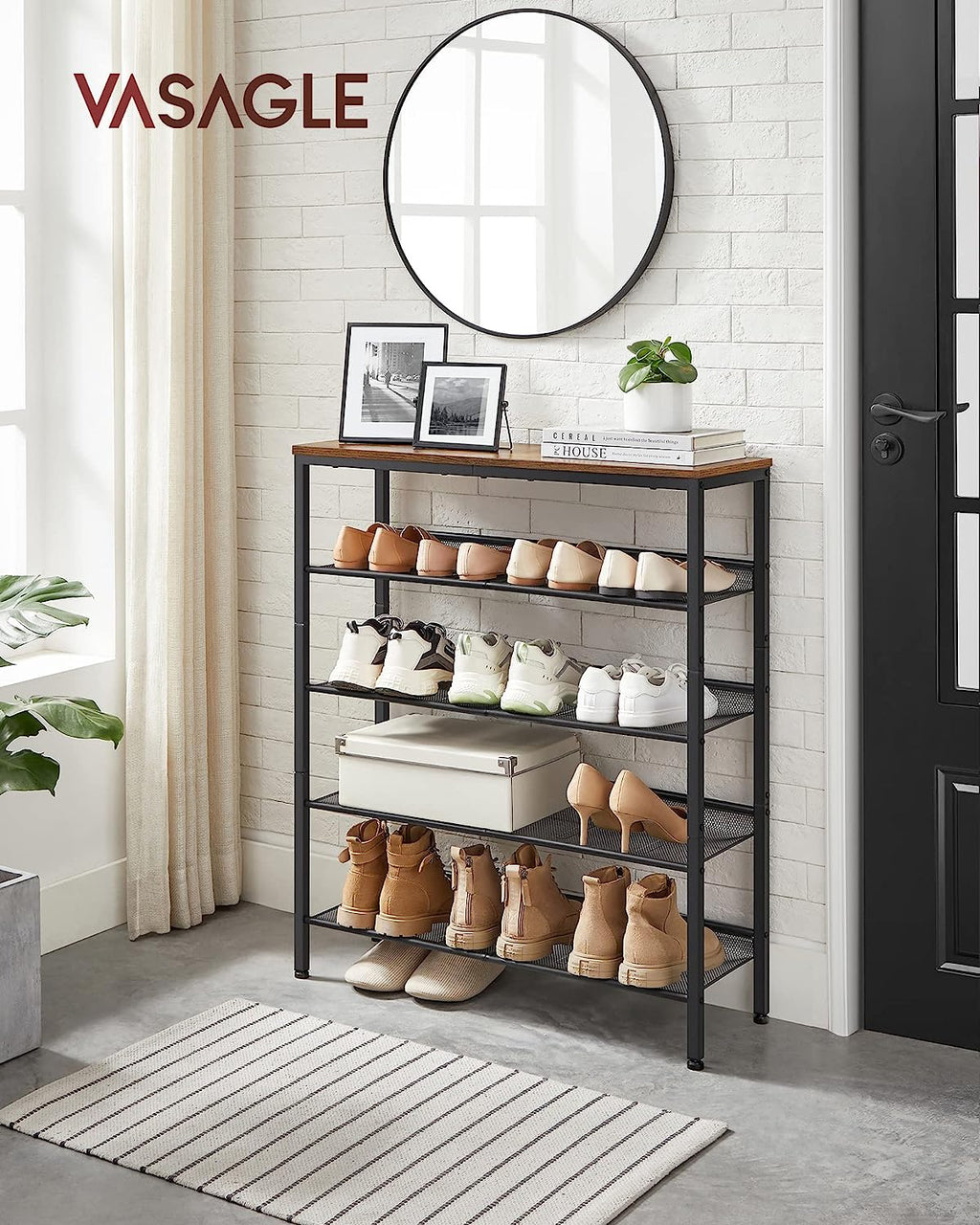 5-Tier Industrial Shoe Rack and Storage Shelves