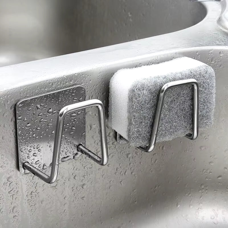 Stainless Steel Sink Sponge Rack for Efficient Drainage and Organization of Kitchen Supplies