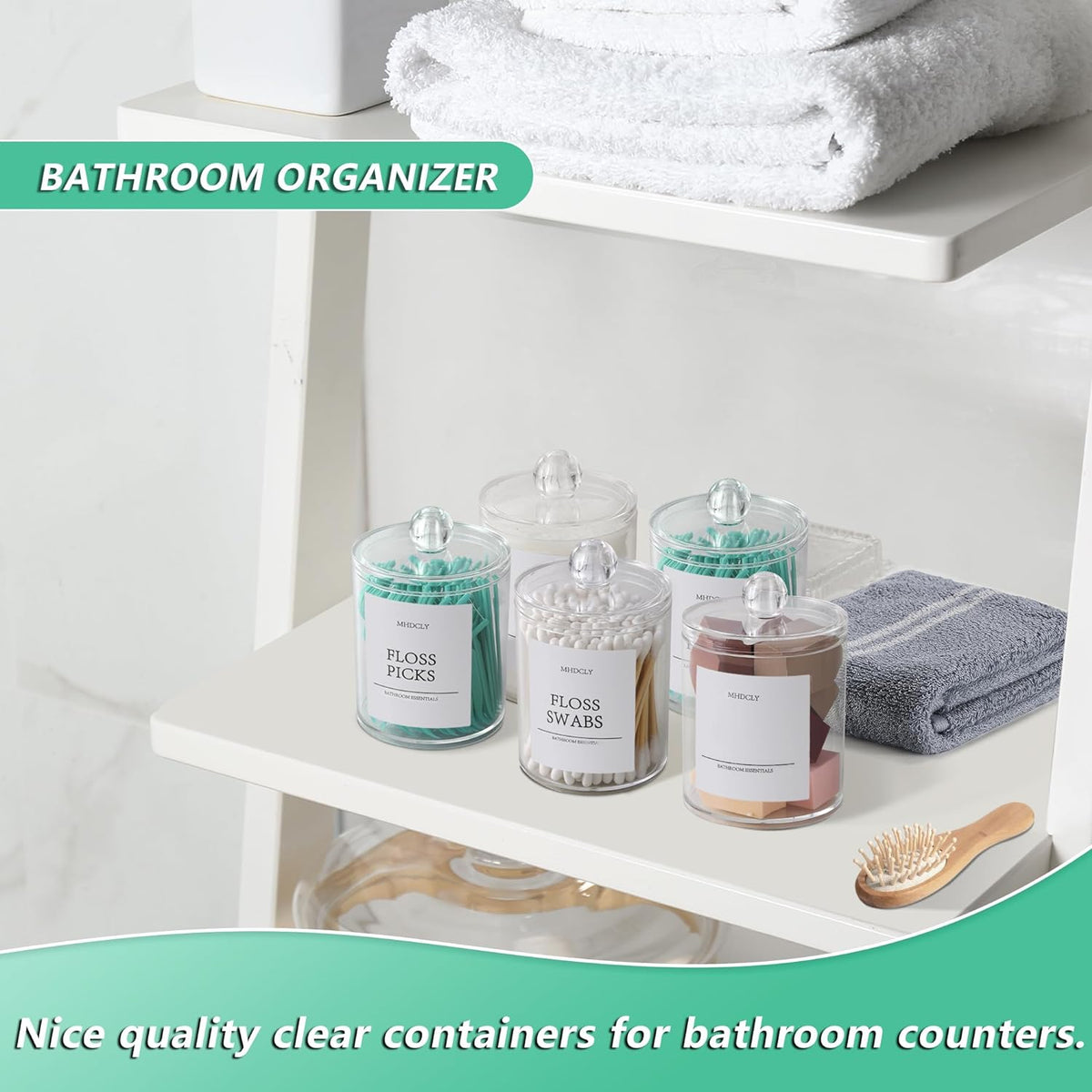 Bathroom Organizers and Storage Set - 4 Pack Accessories for Aesthetic Home Decor and Efficient Organization