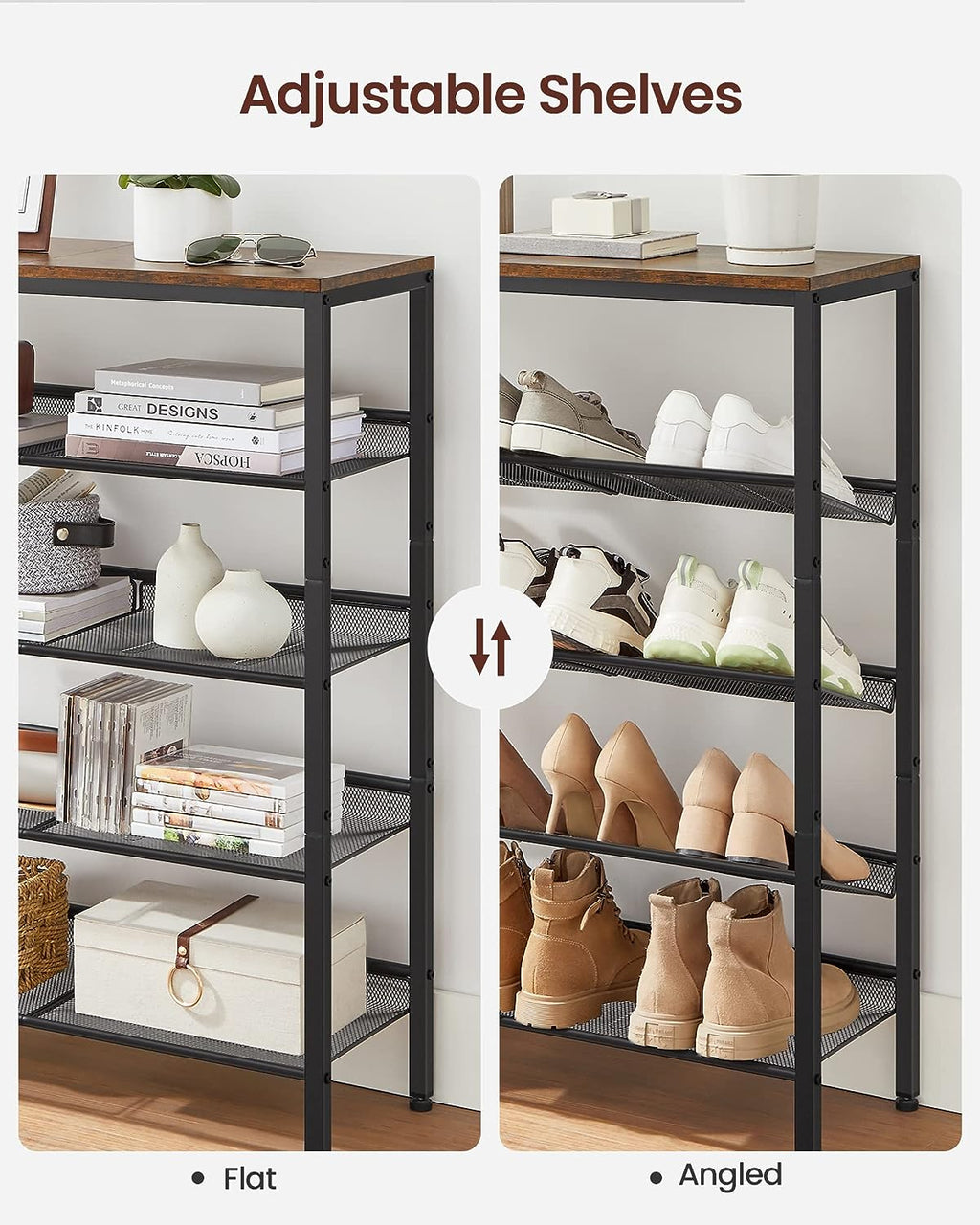 5-Tier Industrial Shoe Rack and Storage Shelves