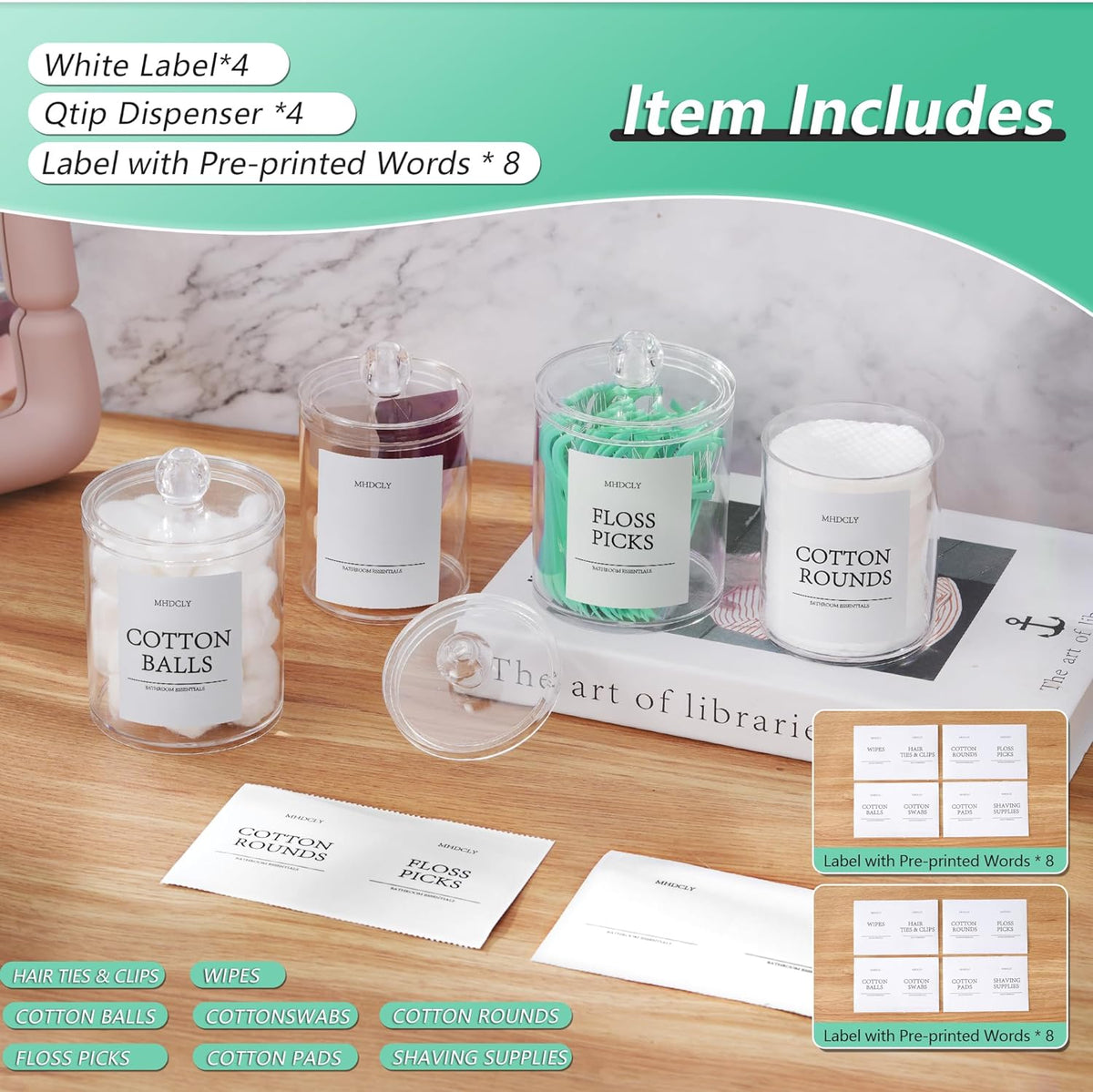 Bathroom Organizers and Storage Set - 4 Pack Accessories for Aesthetic Home Decor and Efficient Organization
