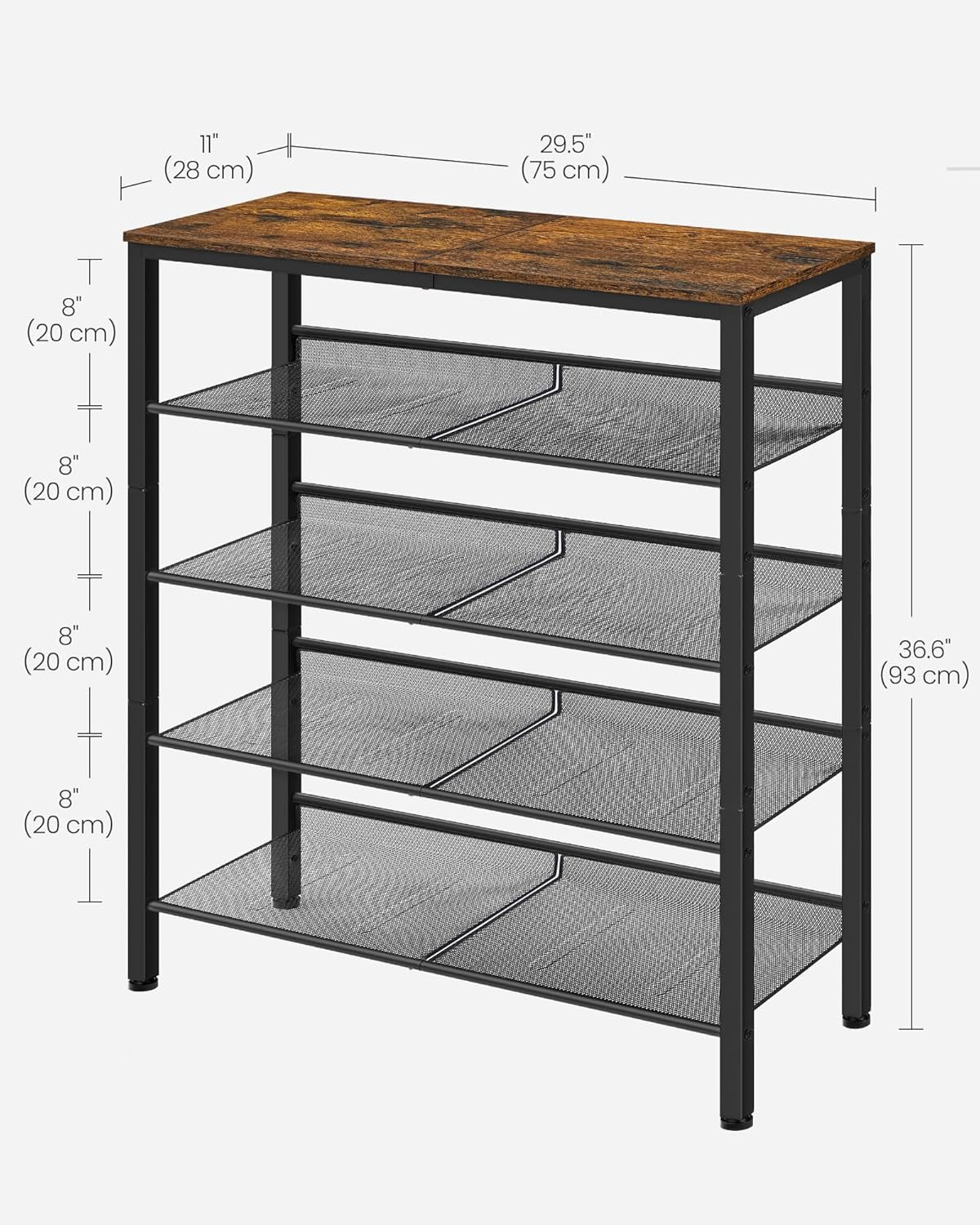 5-Tier Industrial Shoe Rack and Storage Shelves