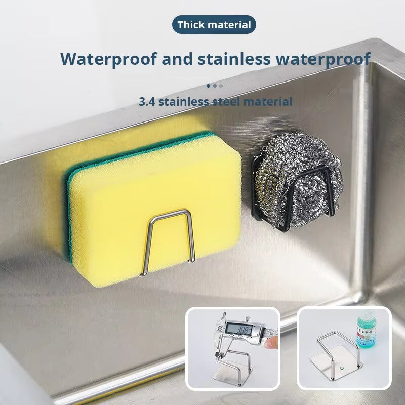 Stainless Steel Sink Sponge Rack for Efficient Drainage and Organization of Kitchen Supplies