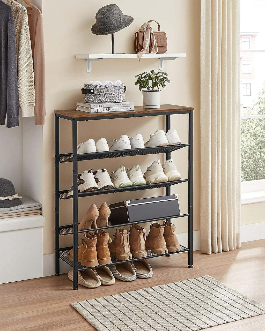 5-Tier Industrial Shoe Rack and Storage Shelves