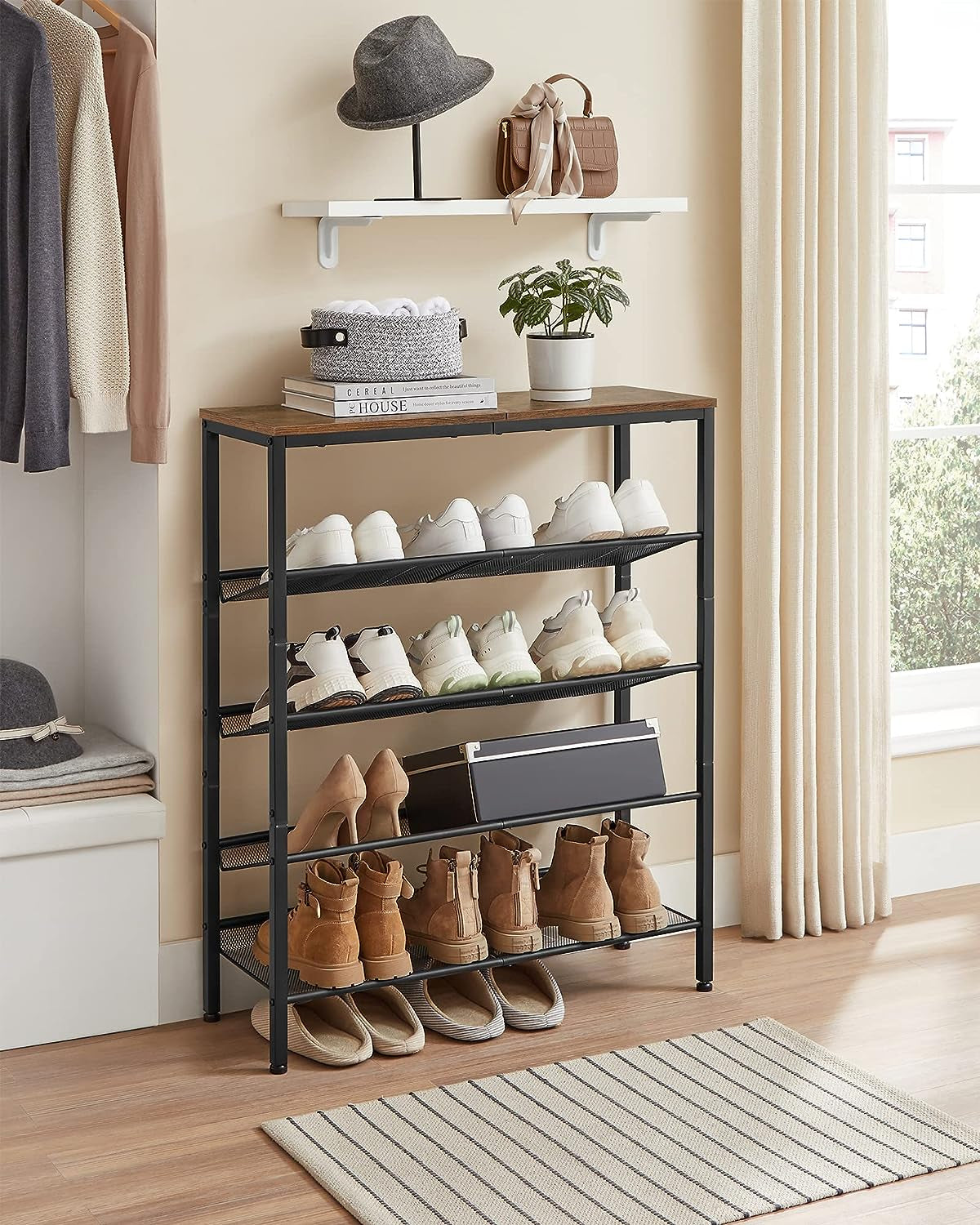 5-Tier Industrial Shoe Rack and Storage Shelves