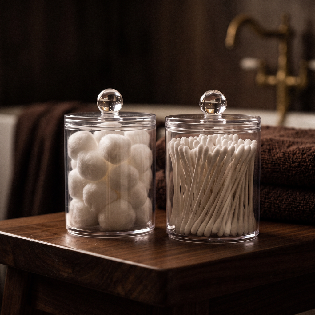 Close view of two jars with warm light passing through the clear plastic